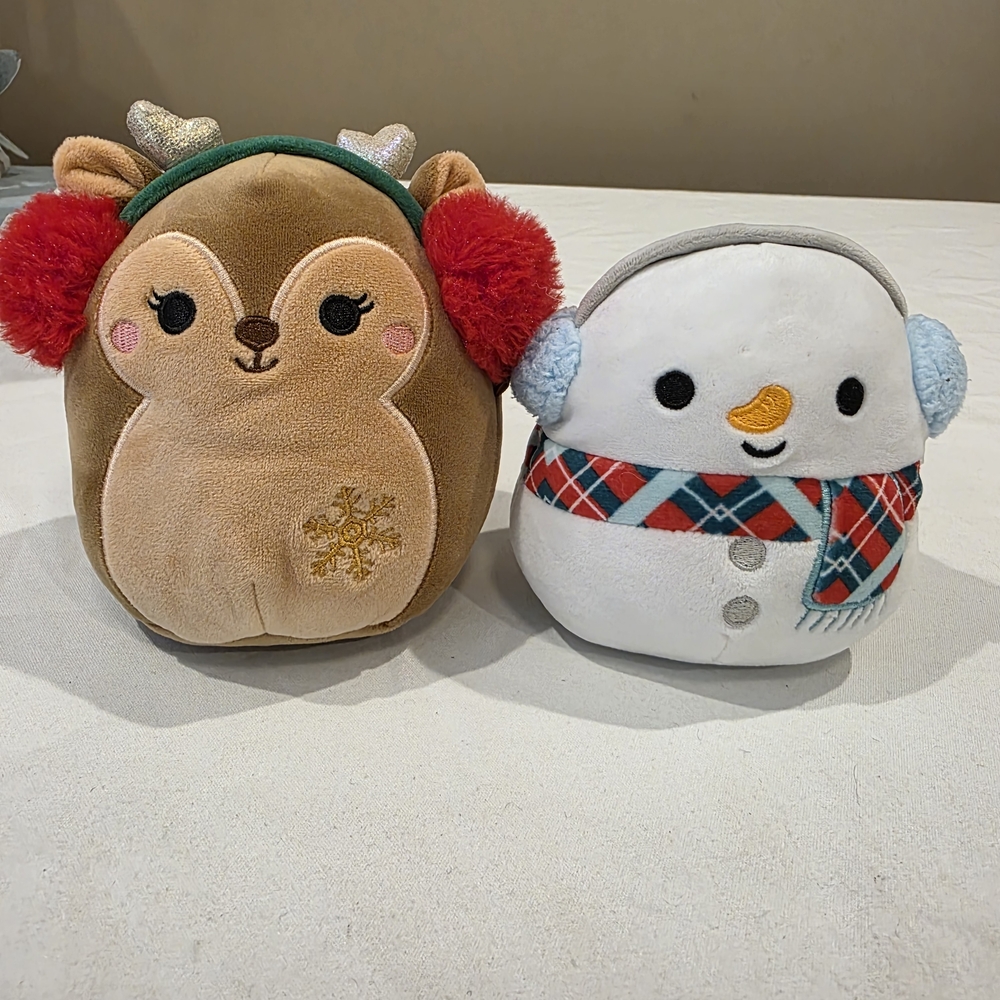 2 Squishmallows 5 Plush - Darla The Christmas Deer & Manny The Snowman  Holiday